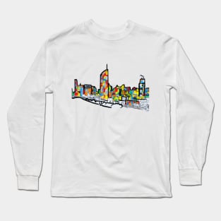 Bright Brisbane City Skyline Long Sleeve T-Shirt